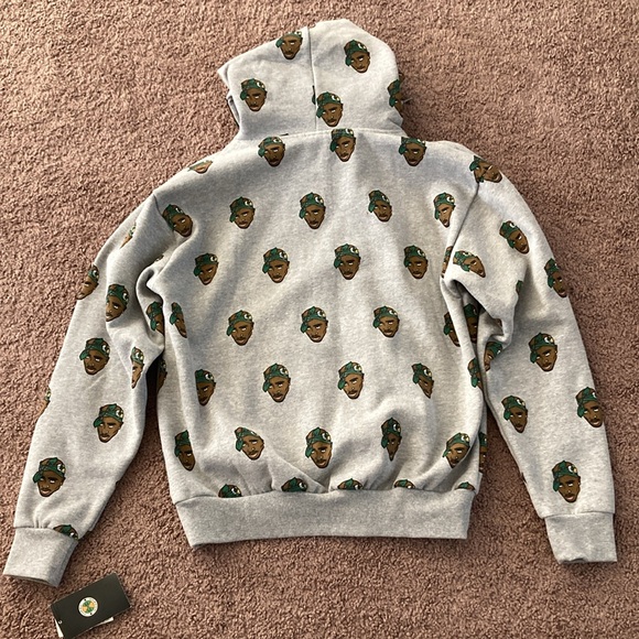 Tupac Cross Colours Hoodie Sweatshirt Size M Gray Green Brown 2Pac Tupac Shakur - Picture 7 of 7